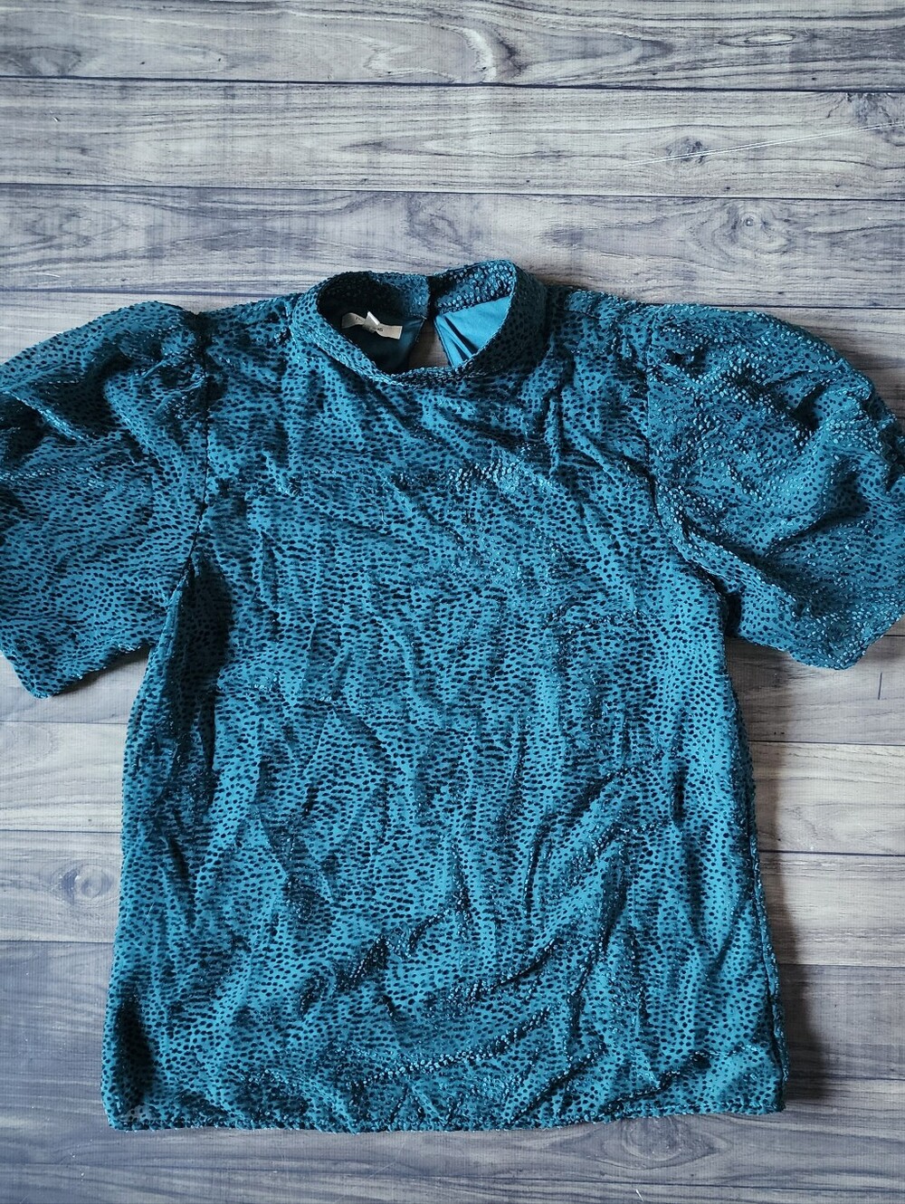 Maurices Teal Textured Puff-Sleeve Top
